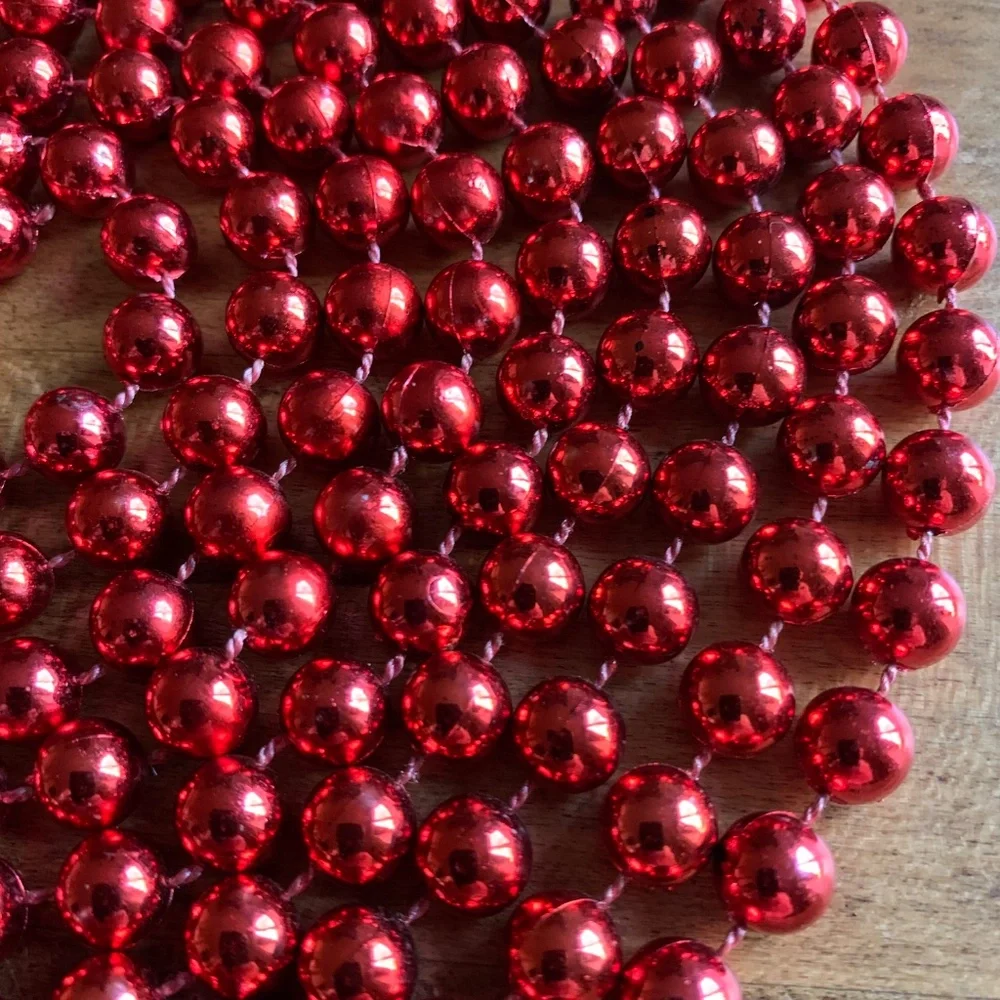 Vintage Red Glass Bead Christmas Garland Tree Holiday Décor 106